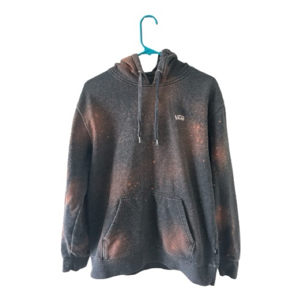 Vans Bleach Dyed Hoodie Medium Gray Orange Speckled Pullover Skate Streetwear